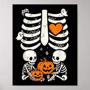 Poster Skeleton Baby Twins Halloween Gravidez Announeme