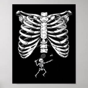 Poster Skeleton Badminton Gravidez Halloween Chutagem de