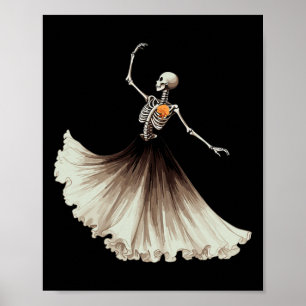 Poster Skeleton Ballerina Balé Dance Halloween Mulheres G