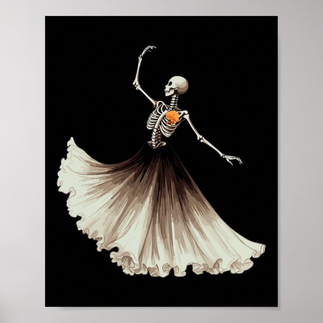 Poster Skeleton Ballerina Balé Dance Halloween Mulheres G (Frente)