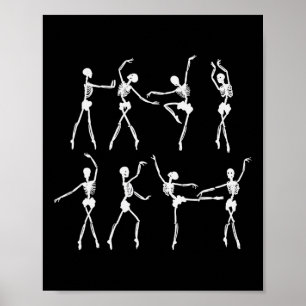 Poster Skeleton Ballerinas Balé Dance Cute Halloween Co