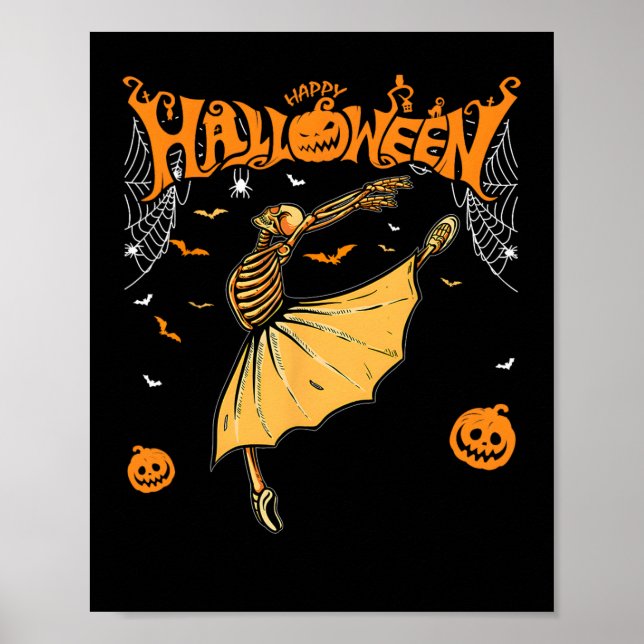 Poster Skeleton Ballerinas Balé Dance Cute Halloween Co (Frente)