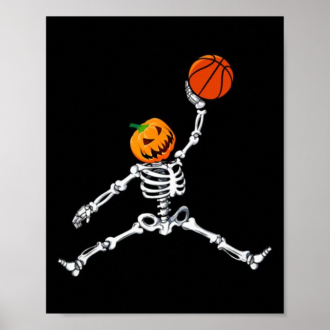 Poster Skeleton Basball Halloween Pumpkin Slam Dunk (Frente)