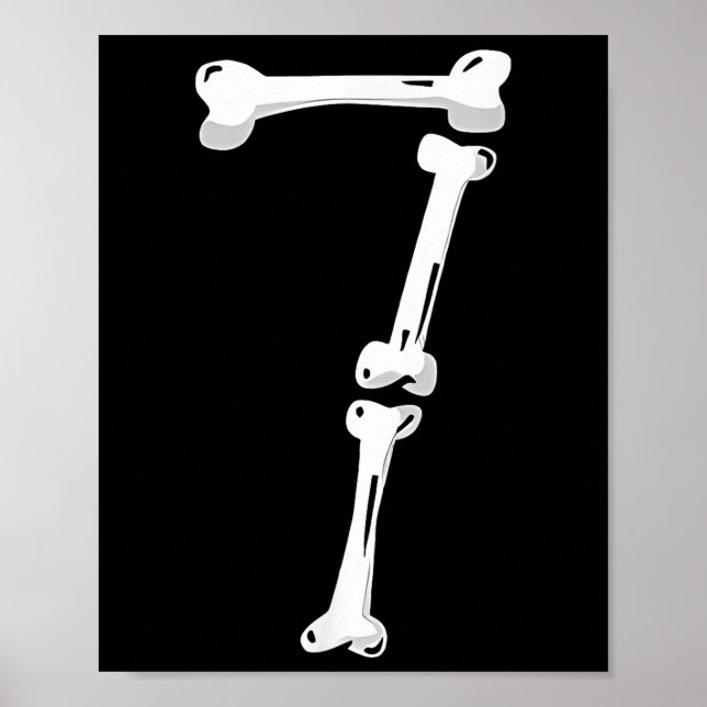 Poster Skeleton Bone Number 7 Creepy Number 67 Six Seven  (Frente)