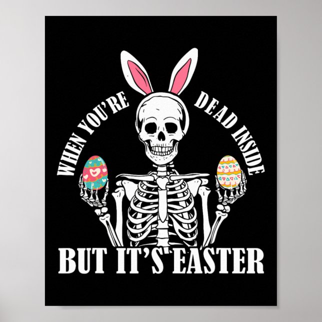 Poster Skeleton Bunny Morto Mas Páscoas Mulheres Engraçad (Frente)