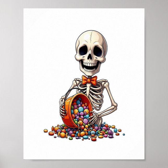 Poster Skeleton Candy Bowl Halloween (Frente)