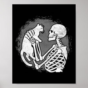 Poster Skeleton Cat Gatinho do crânio Homens bonitos do D