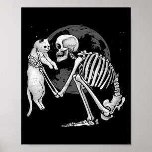Poster Skeleton Cat Gatinho Skull Ghost Halloween Men