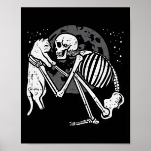 Poster Skeleton Cat Gatinho Skull Gótico Homens de Hallow
