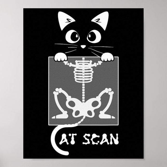 Poster Skeleton Cat Scan Ct Scaning Engraçado X Ray Pun M (Frente)