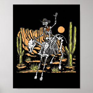 Poster Skeleton Cowboy Andando Cavalo Halloween Rider Cos