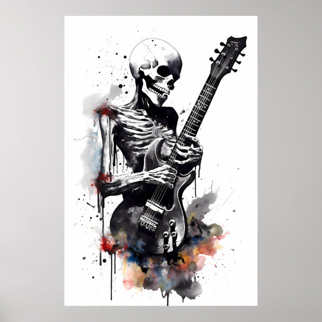 Poster Skeleton Destruindo O Violão (Frente)