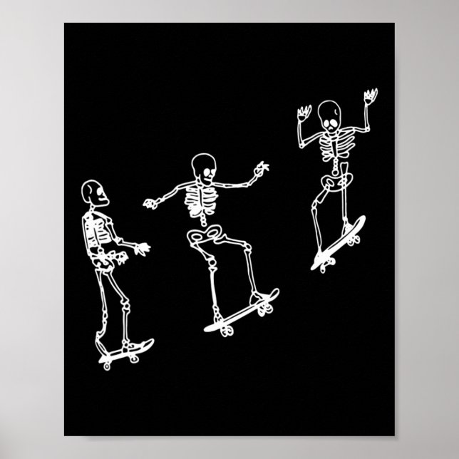 Poster Skeleton Divertido Skateboard Halloween Skateboard (Frente)