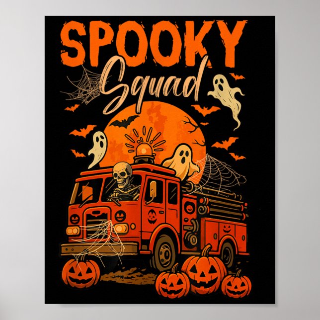 Poster Skeleton do Cholly Halloween Dirigindo Firecaminhã (Frente)