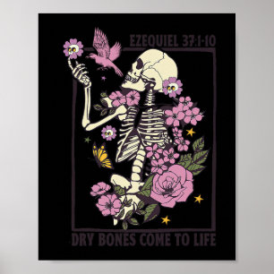 Poster Skeleton Dry Bones Vem À Vida Halloween Cristão