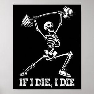 Poster Skeleton Elevação Pesos Elevação Sobre-Colagem De
