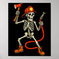 Skeleton Fireman Halloween Bombeiros Crianças