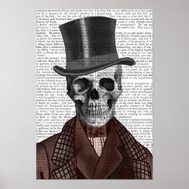 Póster Skeleton Gentleman e Chapéu Superior (Frente)