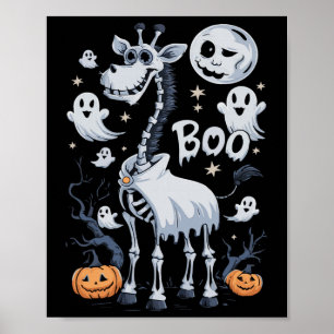 Poster Skeleton Girafa Em Fantasmas Halloween