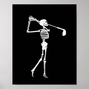 Poster Skeleton Golfer Dia de as Bruxas engraçado Golf Es