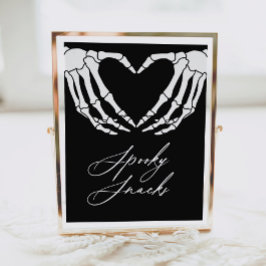 Poster Skeleton Halloween Chá de fraldas Sinal Spooky Sna