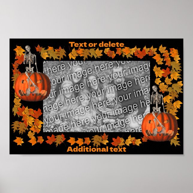 Poster Skeleton Halloween Frame Adicionar Sua Foto (Frente)