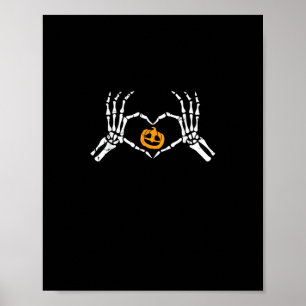 Poster Skeleton Halloween Heart Halloween Costume Pumpkin