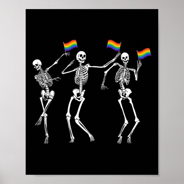 Poster Skeleton Halloween Lgbt Sinalizador Skeleton Orgul (Frente)