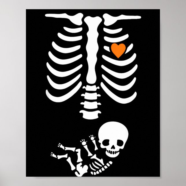 Poster Skeleton Halloween Maternity Funny Pregnancy 2025  (Frente)