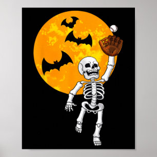 Poster Skeleton Halloween Men Meninos Baseball Halloween