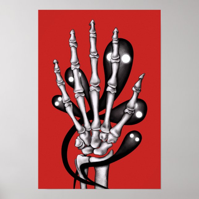 Poster Skeleton Hand com Fantasmas (Frente)