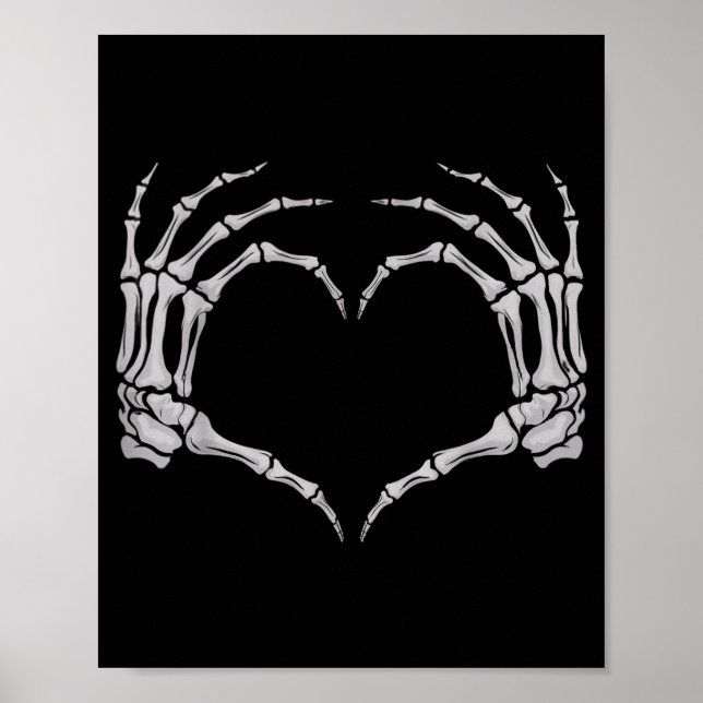 Poster Skeleton Hand Heart Halloween Valentines Matching  (Frente)