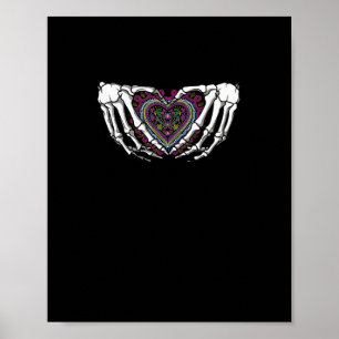 Poster Skeleton Hand Heart Muertos Dia Mexicano do Morto
