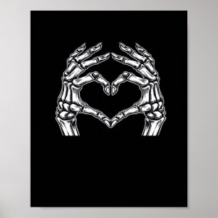 Poster Skeleton Heart Hands Sign Halloween Figurume Basic