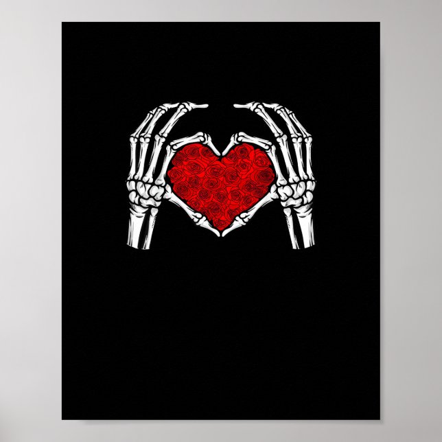 Poster Skeleton Heart Hands Sinal Dia de os namorados Hea (Frente)