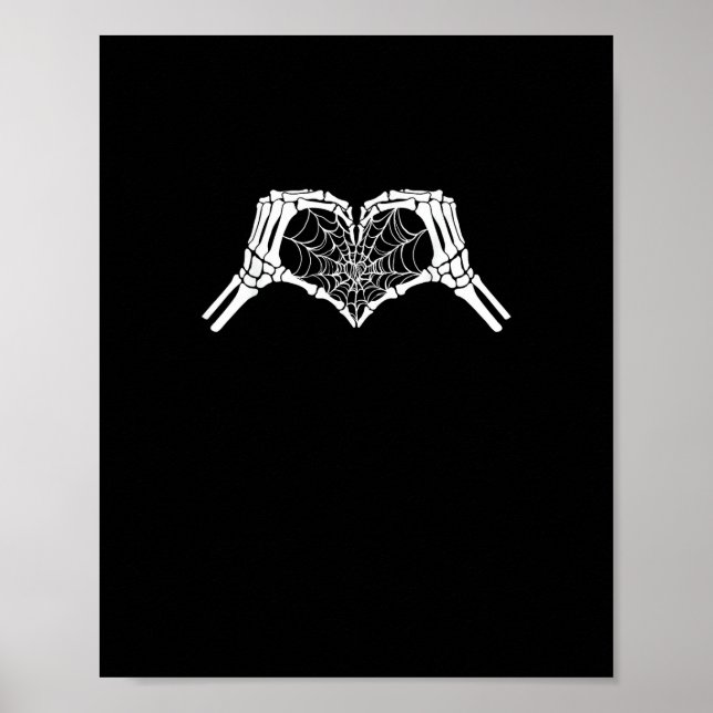 Poster Skeleton Heart Mãos Aranha Halloween Spooky Wo (Frente)