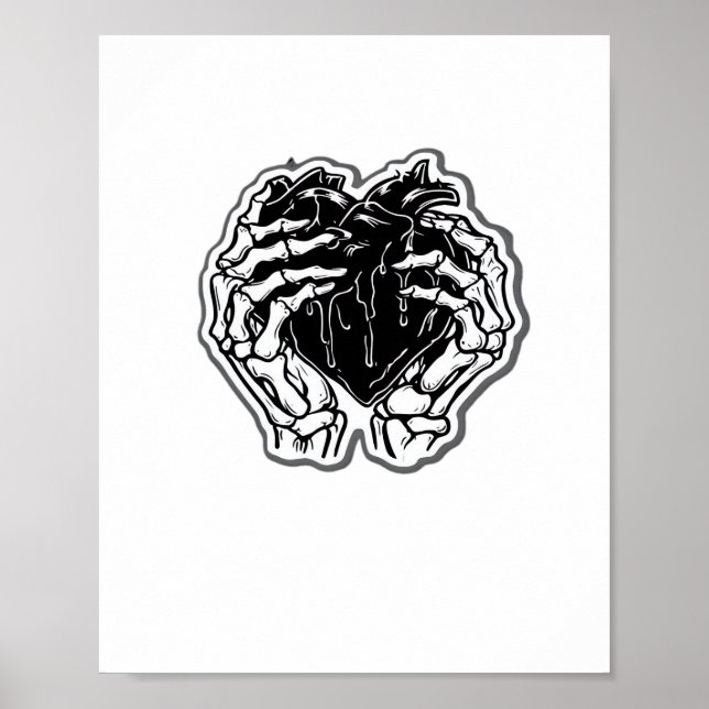 Poster Skeleton Heart Mãos Engraçadas (Frente)