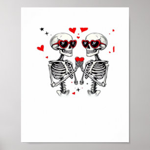 Poster Skeleton Heart Mãos Para Tendência