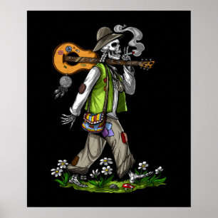Poster Skeleton Hippie