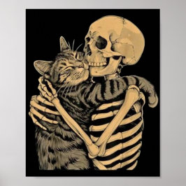Poster Skeleton Hugging Cat – Cute Gothic Cat Lover Gift