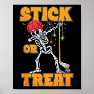 Poster Skeleton Ice Hockey Player Fumaça Halloween Boys