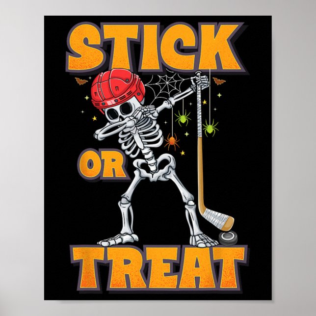 Poster Skeleton Ice Hockey Player Fumaça Halloween Boys (Frente)