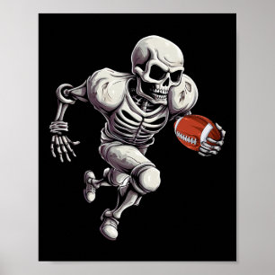 Poster Skeleton Jogando Futebol Halloween Skull Lover 1