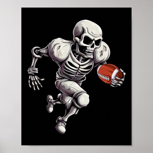 Poster Skeleton Jogando Futebol Halloween Skull Lover 1 (Frente)