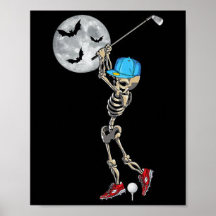 Poster Skeleton jogando golfe feliz dia das bruxas