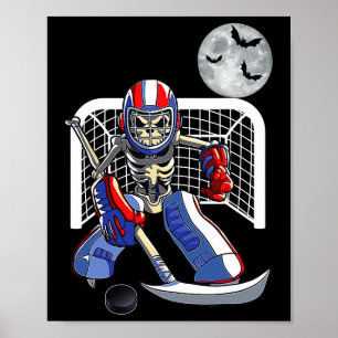 Poster Skeleton jogando hóquei no gelo Feliz Dia das Brux