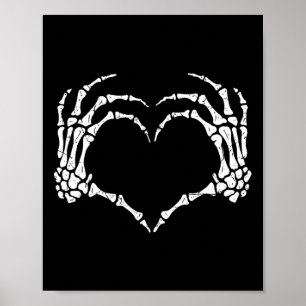 Poster Skeleton Mãos Cardíaco Sinal de Halloween Figurume
