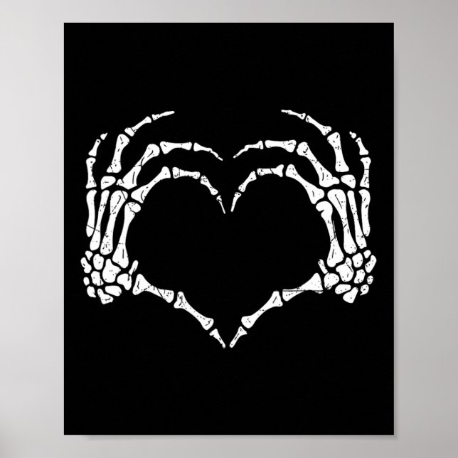 Poster Skeleton Mãos Cardíaco Sinal de Halloween Figurume (Frente)