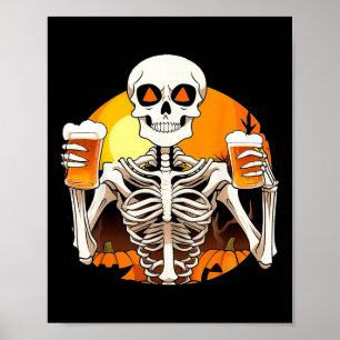 Poster Skeleton Mãos Cerveja Bebendo Engraçado Mulheres d