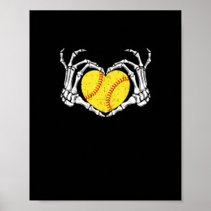 Poster Skeleton Mãos Coração Halloween Figurume Softball